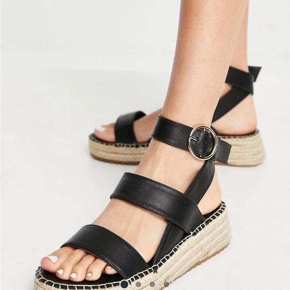 ASOS River Island chunky espadrille wedge sandal in black - Picture 4 of 4